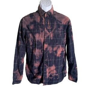 J. CEW Men's Long Sleeve Button Down Brush Twill Slim Untucked Shirt Red Black M